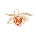 Krementz 12K Gold Filled Rose Brooch Yellow & Rose Gold Floral Pin 1.75 Inch
