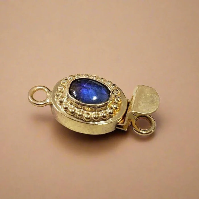 Labradorite Box Clasp in Gold Vermeil - Sterling Silver Necklace Connector