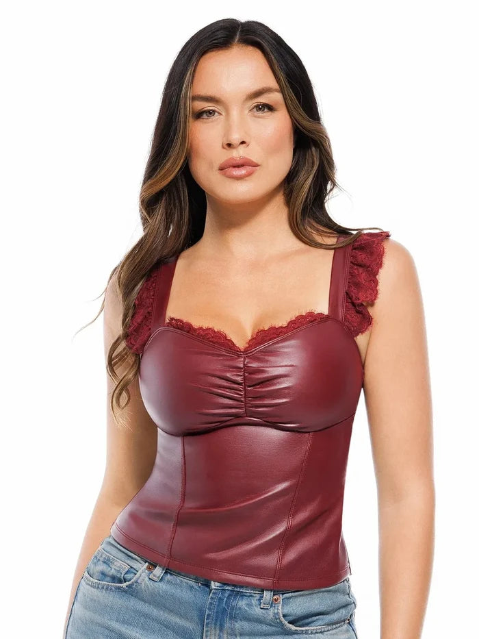 Popilush® Red / XS Lace Trim Sculpting Camisole Top