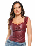 Popilush® Red / XS Lace Trim Sculpting Camisole Top