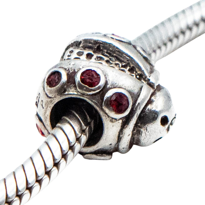 Ladybug Sterling Silver Charm Bead With Red Glass