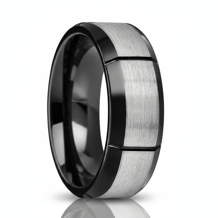 LATTICE — hero shot — men's tungsten carbide wedding ring | Aydins Jewelry