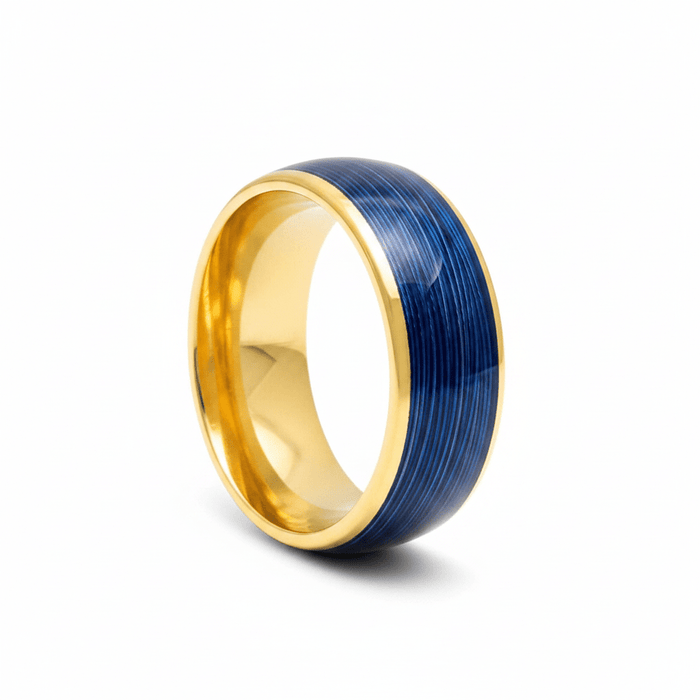 LEHRI — Hero product shot — men's tungsten wedding ring.