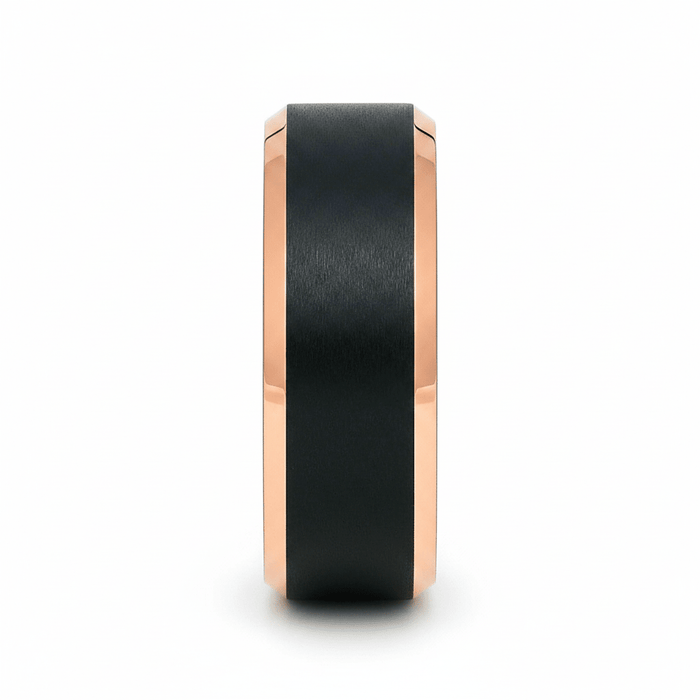 LEONARD — close-up detail — men's tungsten carbide wedding ring | Aydins Jewelry