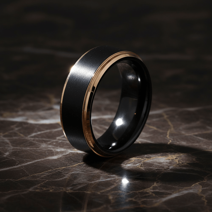 LEONARDO — alternate angle — men's tungsten carbide wedding ring | Aydins Jewelry