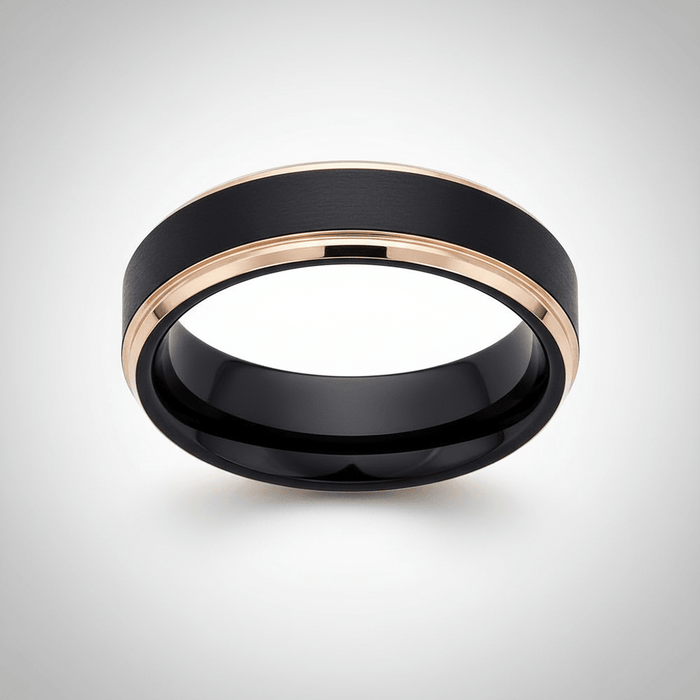 LEONARDO — close-up detail — men's tungsten carbide wedding ring | Aydins Jewelry
