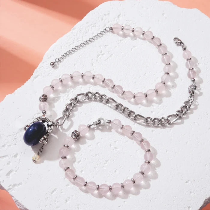 Libra Rose Quartz & Lapis Lazuli Necklace
