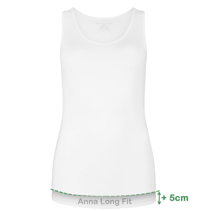 Bamboo Basics Long Fit Singlets Anna  - Wit - pack shot