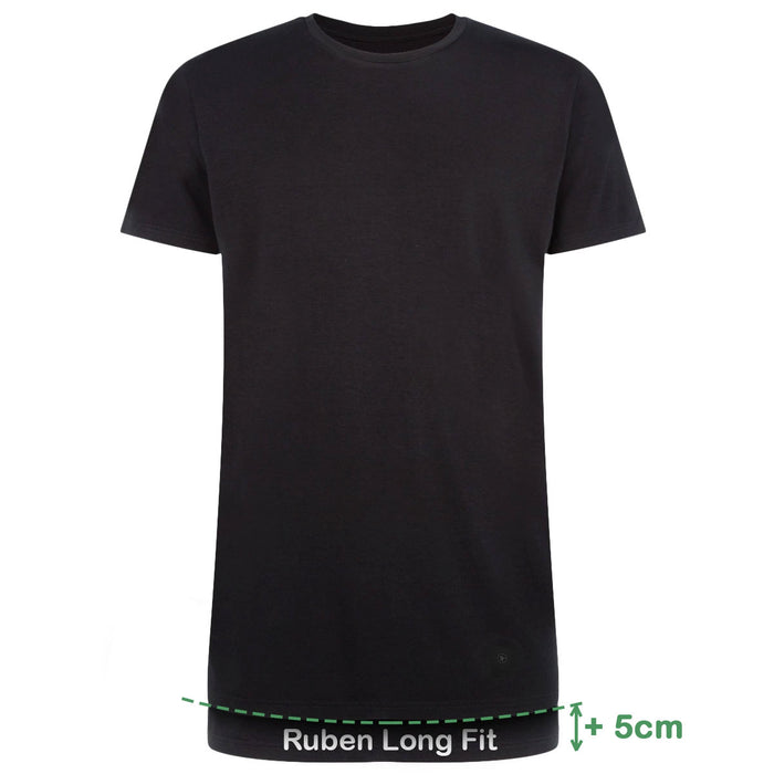 Bamboo Basics Long Fit T-Shirts Ruben ronde hals  -  Zwart - pack shot