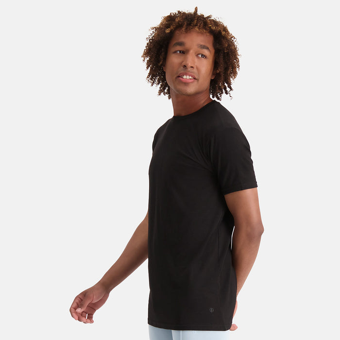 Bamboo Basics - Long Fit T-Shirts Ruben ronde hals  -  Zwart