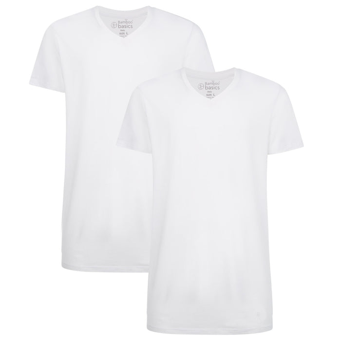 Bamboo Basics Long Fit T-Shirts Velo V-hals  - Wit - pack shot
