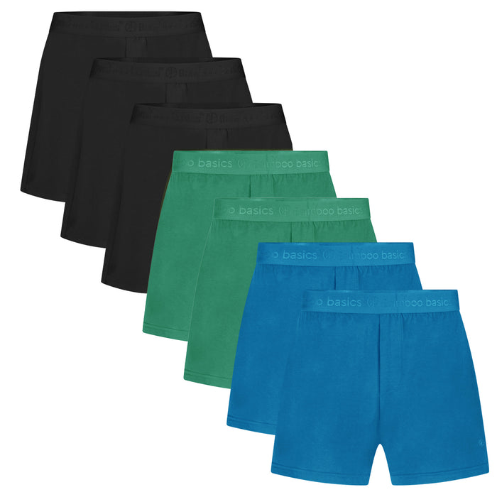 Loose Fit Boxershorts Kay (7-pack) - Zwart, Pepper Green, Blue Aster