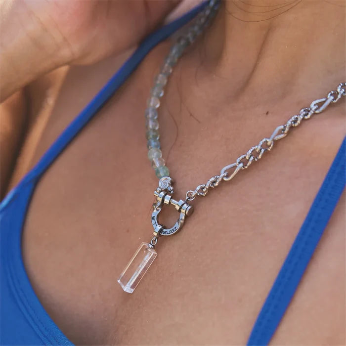 Lucent Blue Topaz & Clear Quartz Necklace