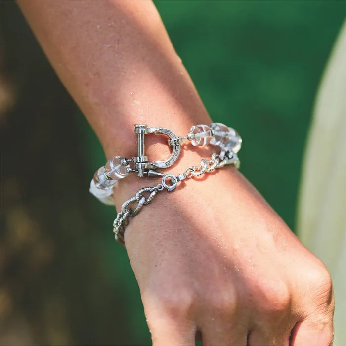 Lucent Clear Quartz & Baroque Pearl Bracelet
