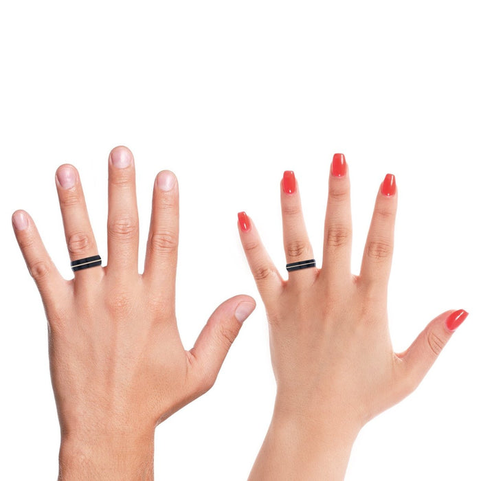 LUDOLF | Multi Color Wood, Black Tungsten Ring, Rose Gold Groove, Domed - Rings - Aydins Jewelry - 4