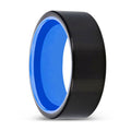 MADDEN | Blue Ring, Black Tungsten Ring, Shiny, Flat - Rings - Aydins Jewelry - 1
