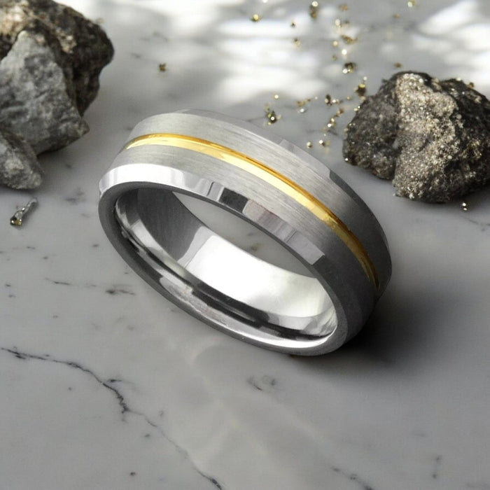MAESTRO — lifestyle on hand — men's tungsten carbide wedding ring | Aydins Jewelry