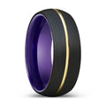 MARCEL | Purple Ring, Black Tungsten Ring, Gold Groove, Domed - Rings - Aydins Jewelry - 1