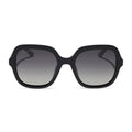 diff eyewera marlo square oversized sunglasses with a black acetate frame and grey gradient lenses front view