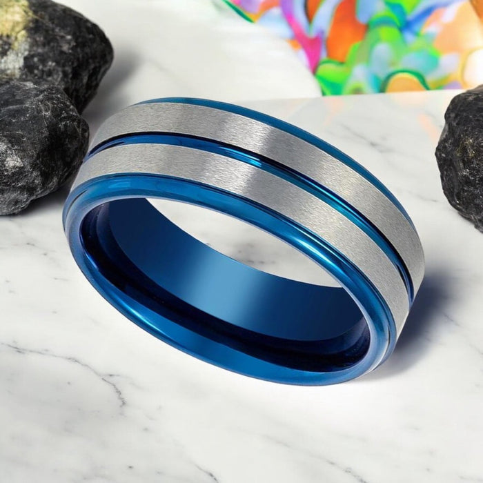 MAXTOM — alternate angle — men's tungsten carbide wedding ring | Aydins Jewelry