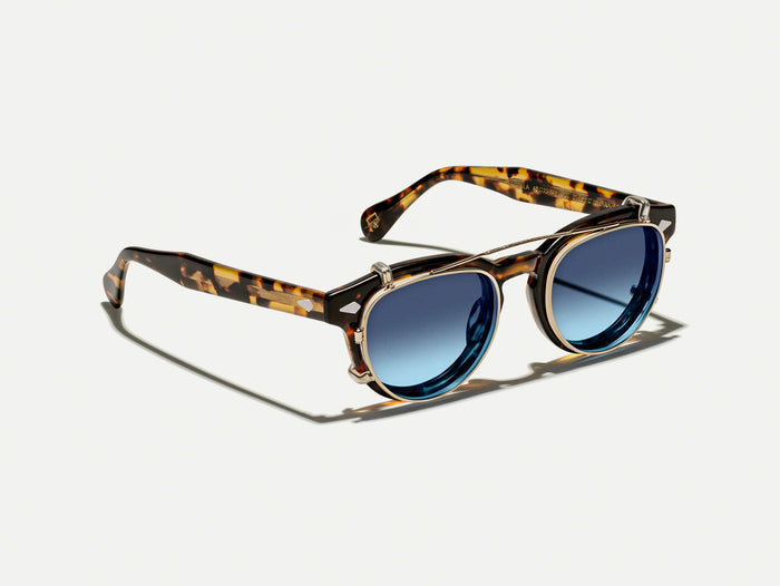 #color_denim blue | The MAYDELA CLIP in Gold with Denim Blue Tinted Lenses
