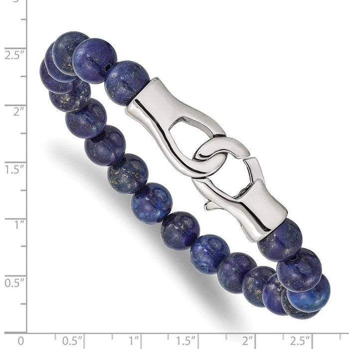 Men's Elegant Lapis Beaded Bracelet with Lobster Clasp