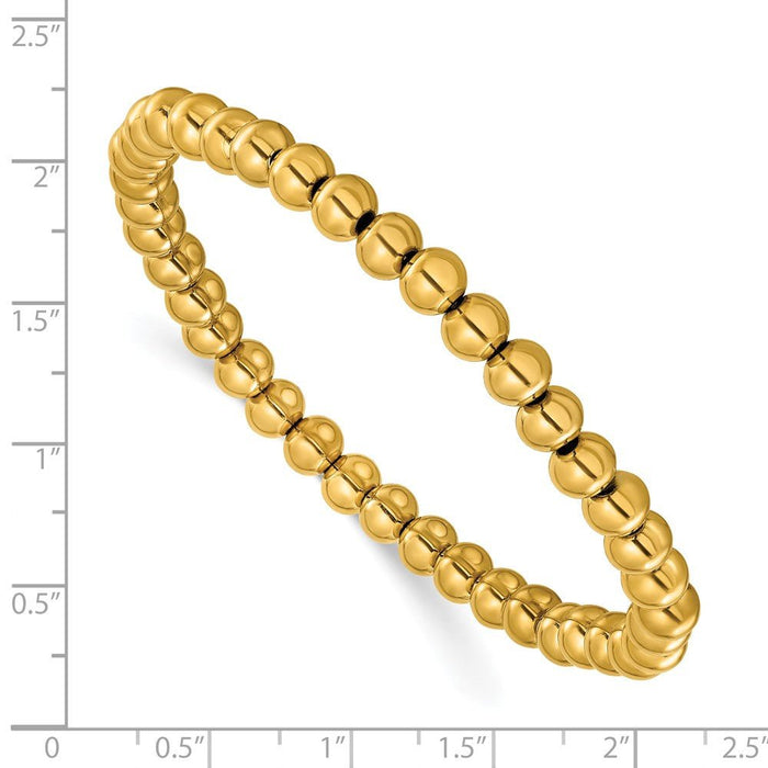 Men's Beaded Bracelet - Stainless Steel 6mm Polished Beads | Yellow IP Plating
