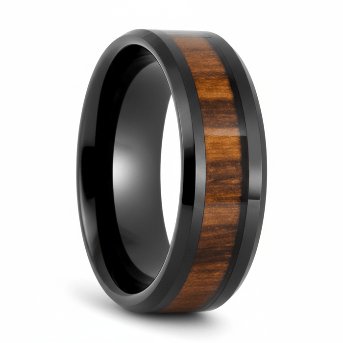 MESA — Hero product shot — men's tungsten wedding ring.