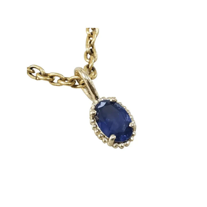 Minimalist 14k Gold Blue Sapphire Charm: Oval Gemstone Pendant - K Jewelry Accessories