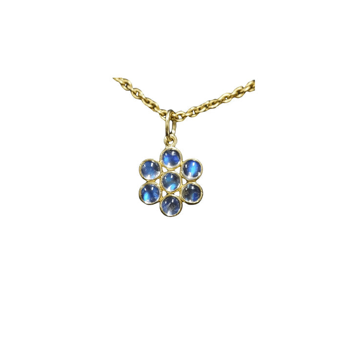 Minimalist 14k Gold Flower Rainbow Moonstone Pendant - K Jewelry Accessories
