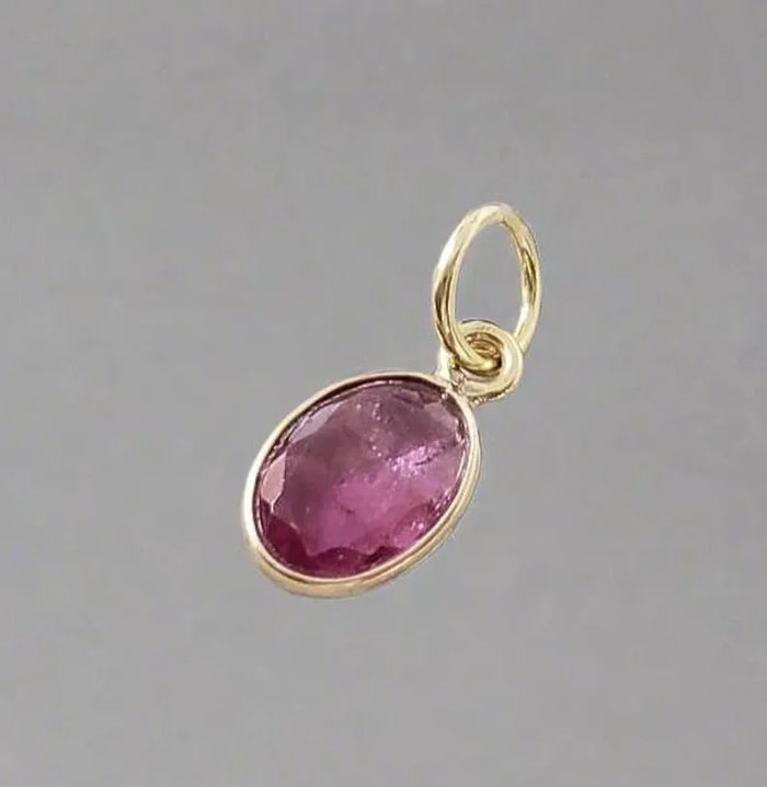 Minimalist 14k Gold Oval Pink Tourmaline Pendant