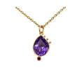 Minimalist 14k Gold Purple Amethyst Pendant • Ruby Accent