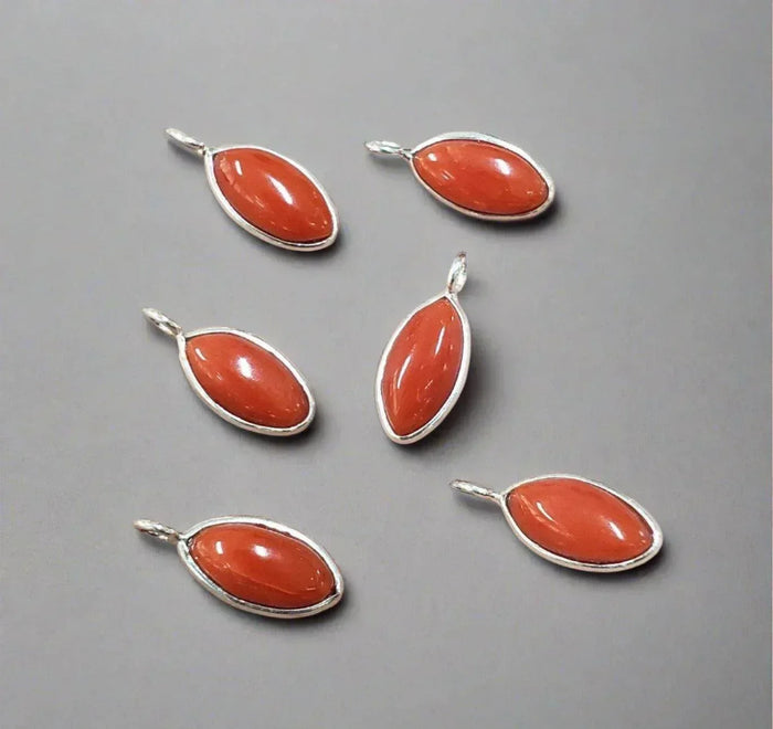 Minimalist 925 Sterling Silver Coral Charm Marquise Shape - K Jewelry Accessories