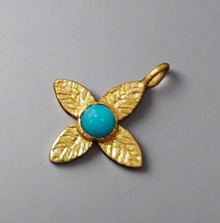 Minimalist Gold Vermeil Turquoise Clover Charms - K Jewelry Accessories