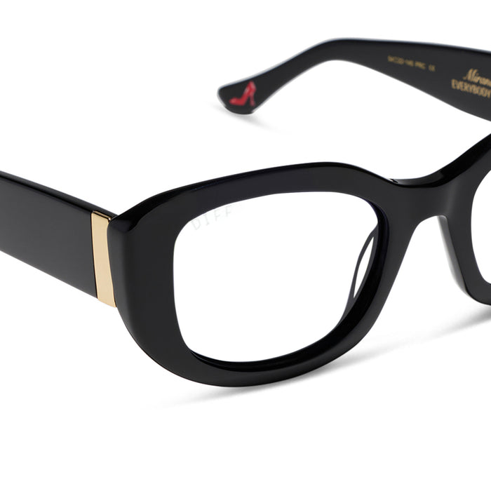the devil wears prada x diff eyewear featuring the miranda square oversized prescription glasses with a black acetate frame detailed view
