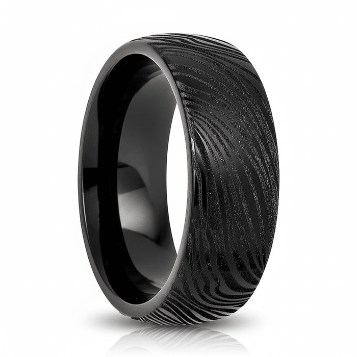 MUKUGLO — hero shot — men's tungsten carbide wedding ring | Aydins Jewelry