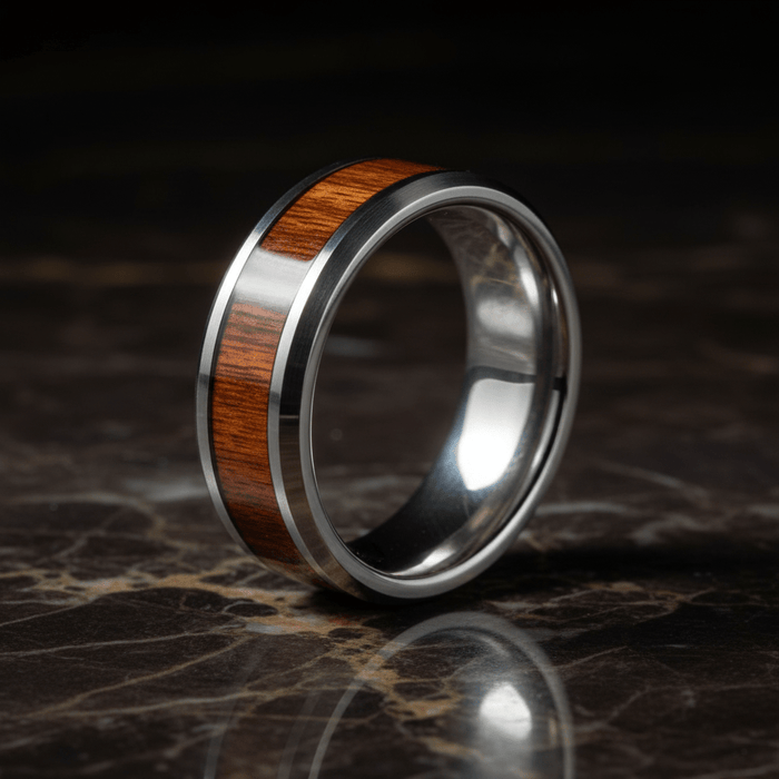 MYTHIC — detail view — men's tungsten carbide wedding ring | Aydins Jewelry