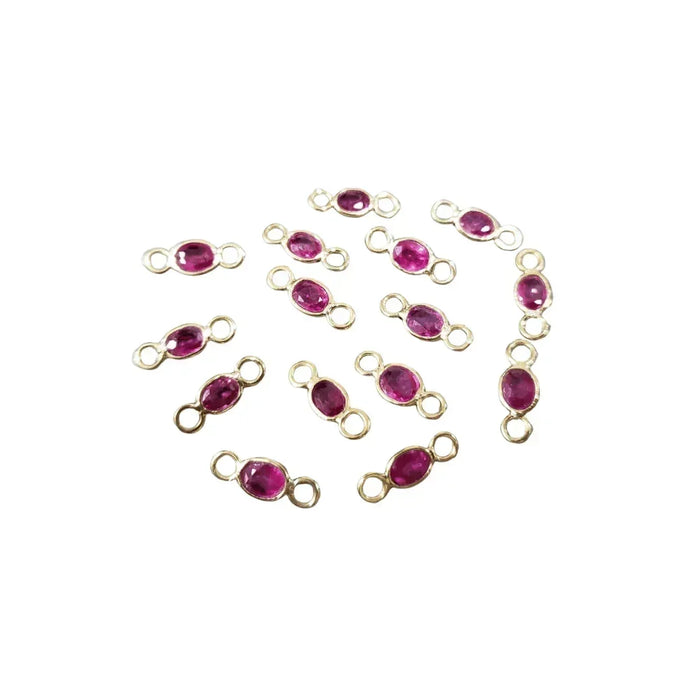 Natural 18k Gold Ruby Connector Charm Dainty for her - K Jewelry Accessories