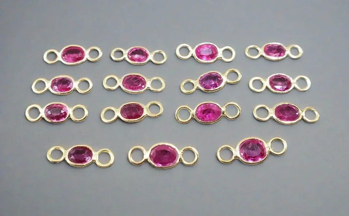 Natural 18k Gold Ruby Connector Charm Dainty for her - K Jewelry Accessories