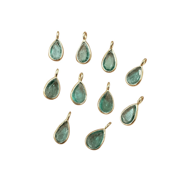 Natural 18k Gold Zambian Emerald Charm Pendant For Women - K Jewelry Accessories