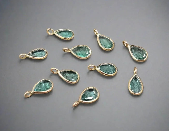 Natural 18k Gold Zambian Emerald Charm Pendant For Women - K Jewelry Accessories