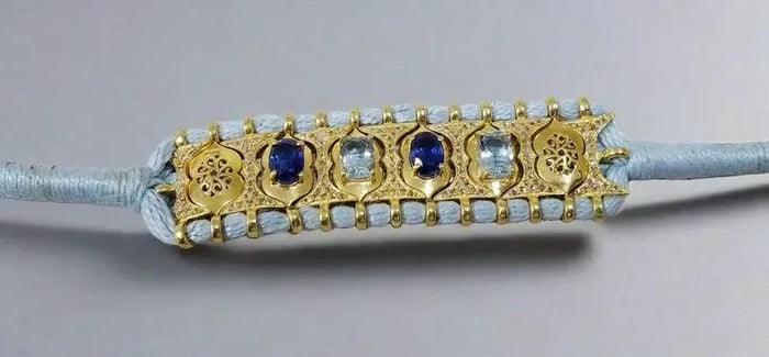 Natural Aquamarine & Kyanite Gold Vermeil Cord Bracelet - K Jewelry Accessories