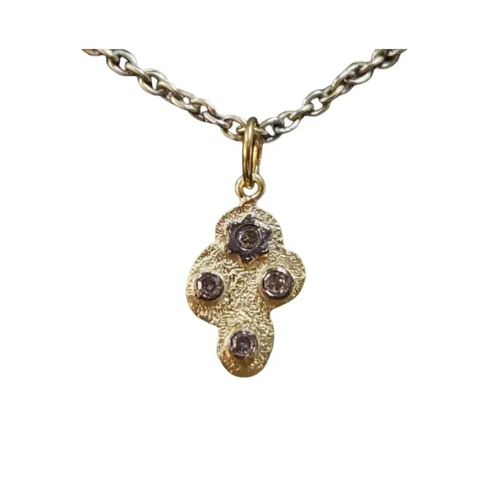 Natural Diamond Gold Pendant , Textured Gold, Dainty Oxidised Pendant - K Jewelry Accessories