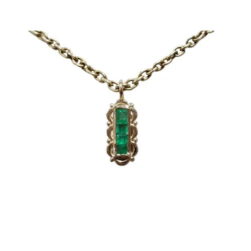 Natural Emerald Bezel Pendant in 14k Gold