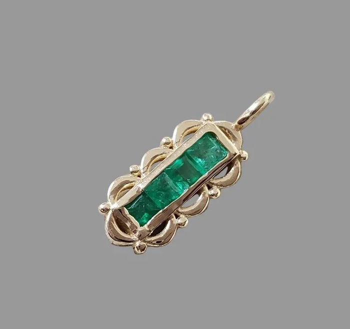 Natural Emerald Bezel Pendant in 14k Gold
