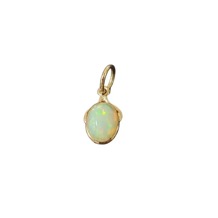 Natural Ethiopian Opal Pendant | 14k Gold Cabochon Necklace - K Jewelry Accessories