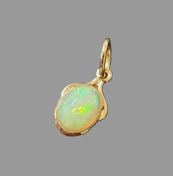 Natural Ethiopian Opal Pendant | 14k Gold Cabochon Necklace - K Jewelry Accessories