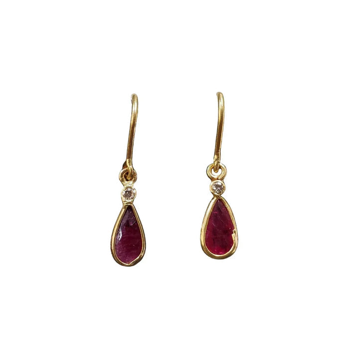 Natural Ruby Diamond 18k Gold Drop Earrings: Dainty Gold Jewelry - K Jewelry Accessories