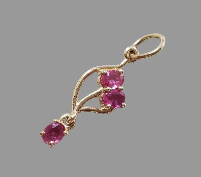 Natural Ruby Pendant in Solid 14K Gold