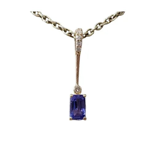 Natural Tanzanite & Brilliant Cut Diamond Pendant